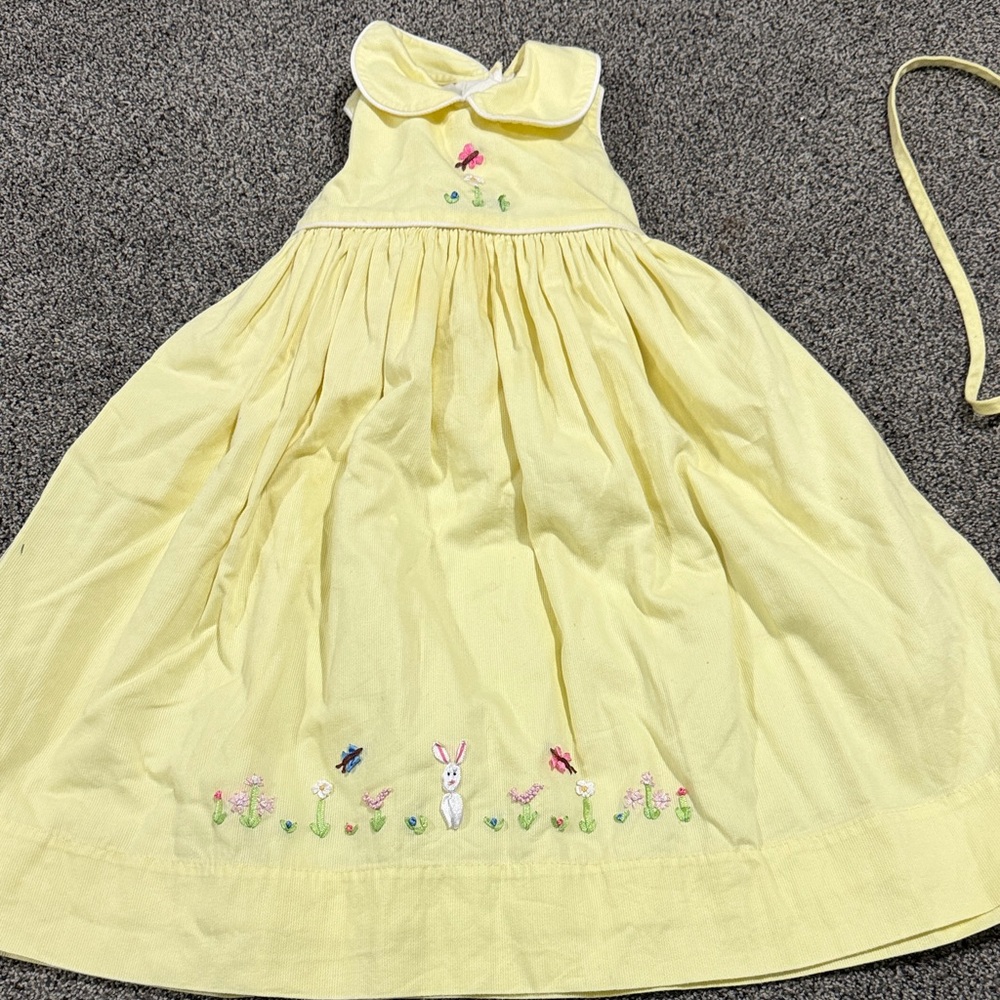 Strasburg Pale Yellow Toddler Dress with White Trim with Purse